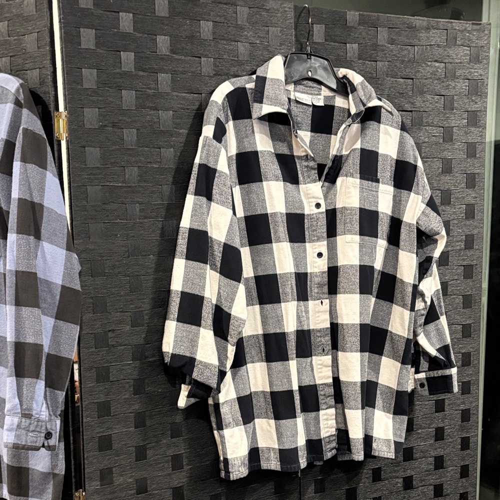 Newport News Black and White Plaid Shirt